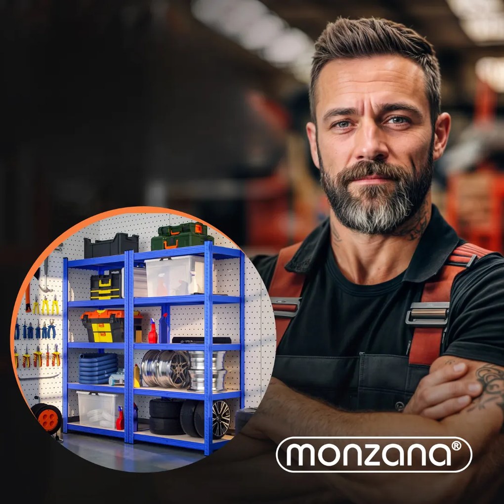Monzana Regál s vysokou nosnosťou HEAVY, max. 875kg, 90x40x180cm, modrá
