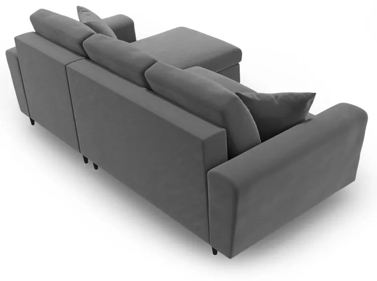 Svetlosivá zamatová rozkladacia/s úložným priestorom rohová pohovka Kyoto – Cosmopolitan Design