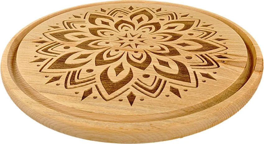 AMADEA Drevená servírovacia doska - podnos mandala, masívne drevo, 30 cm