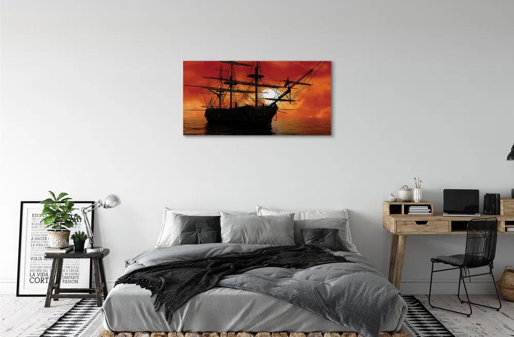 Obraz canvas Loď more neba mraky slnko 140x70 cm