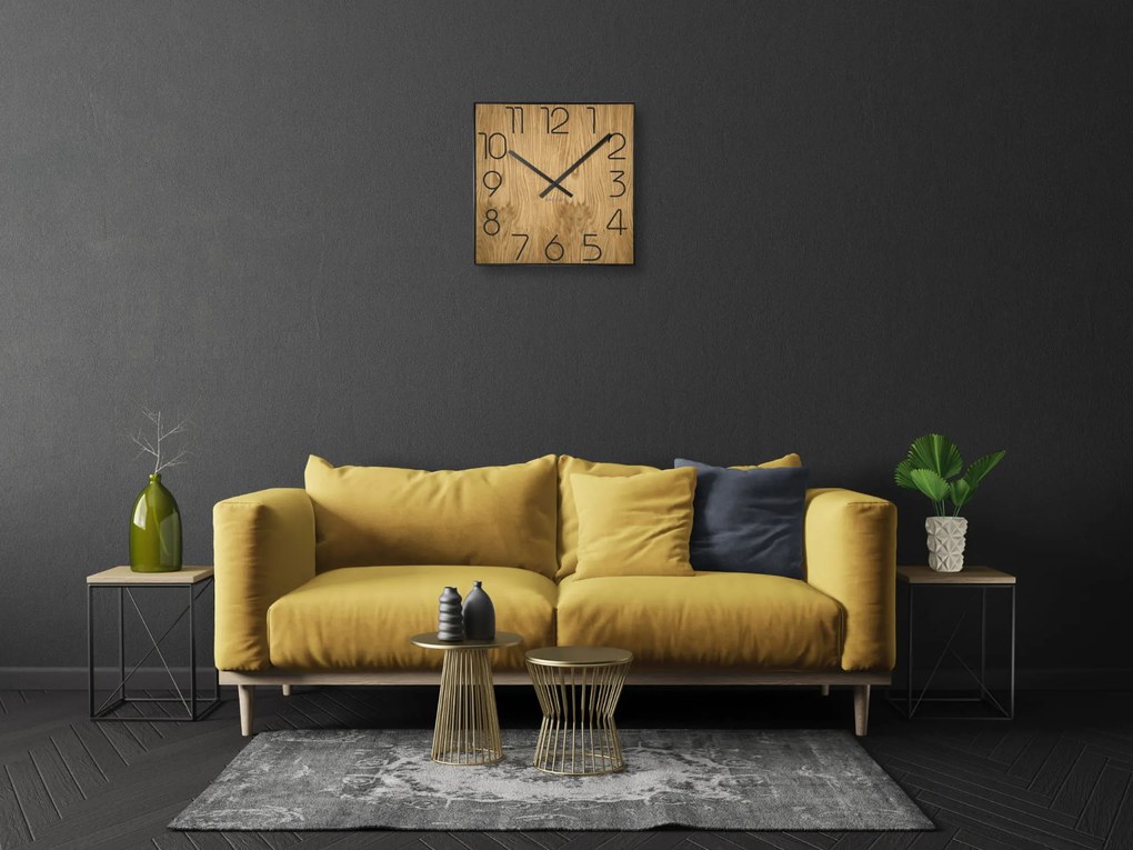 Dekorstudio Drevené hodiny na stenu Wood Square 50cm