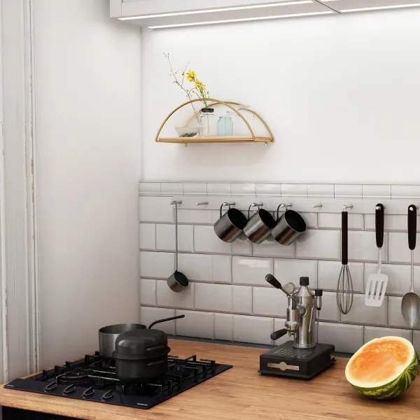 Nástenná polica 45x18 cm dub/zlatá