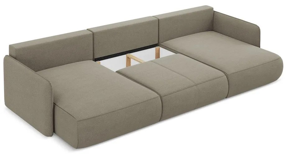 Béžová rozkladacia/s úložným priestorom rohová pohovka Nanea – Makamii