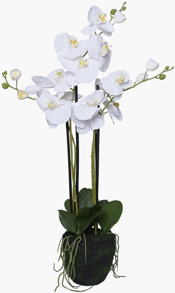 Umelá orchidea ORCHIDELIS, plast, výška 87 cm, biela