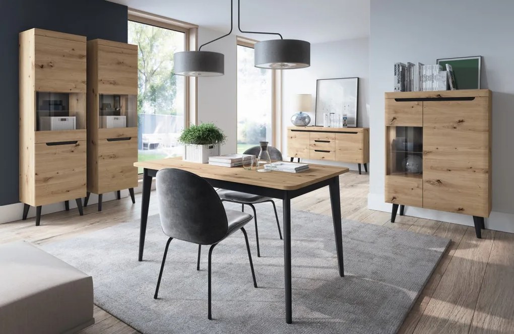 Vysoká vitrína Nordi, dub artisan