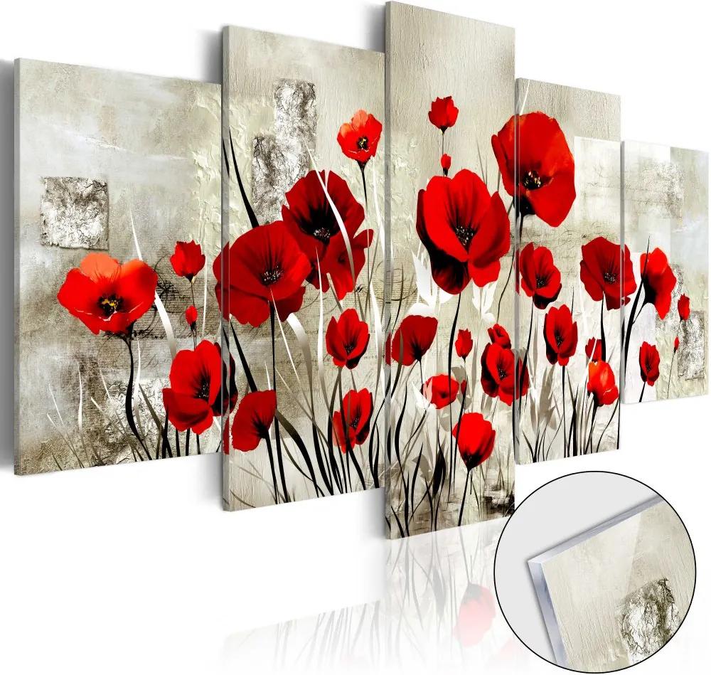 Obraz na skle Bimago - Scarlet Field 100x50 cm