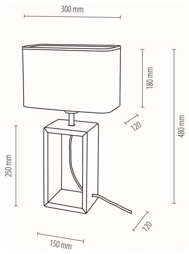 Stolová lampa Cadre 1xE27 Max.25W Olejovaný dub/čierna/šedá
