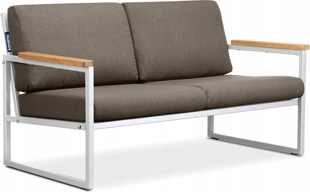 Kovová záhradná lavička Záhradná pohovka biela/béžová Konsimo Tribo loft