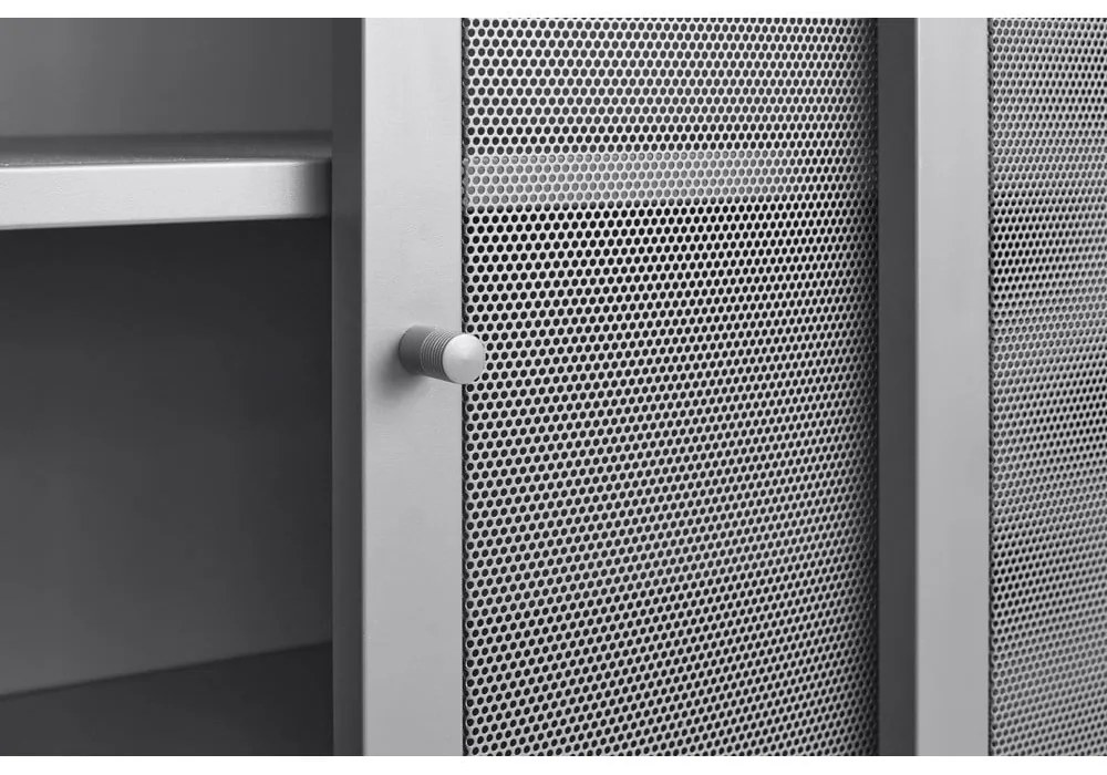 Sivá kovová skrinka s posuvnými dverami 90x140x40 cm Veep – Unique Furniture