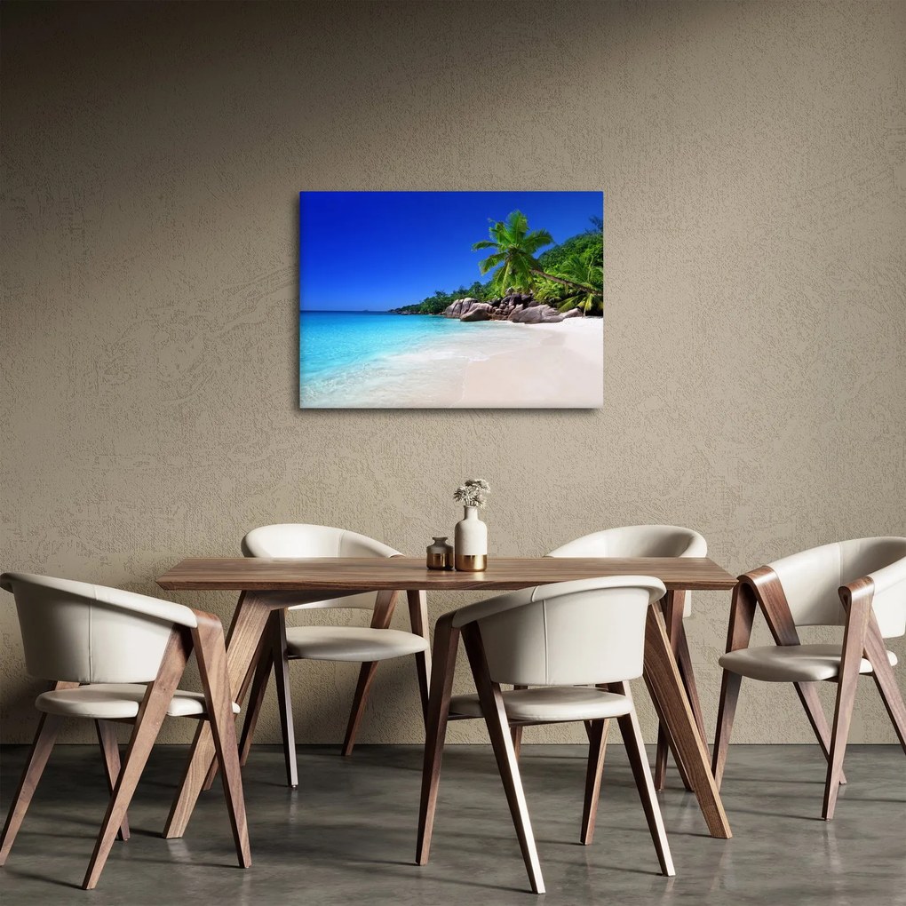 Obraz pláže na Praslin ostrove (70x50 cm)