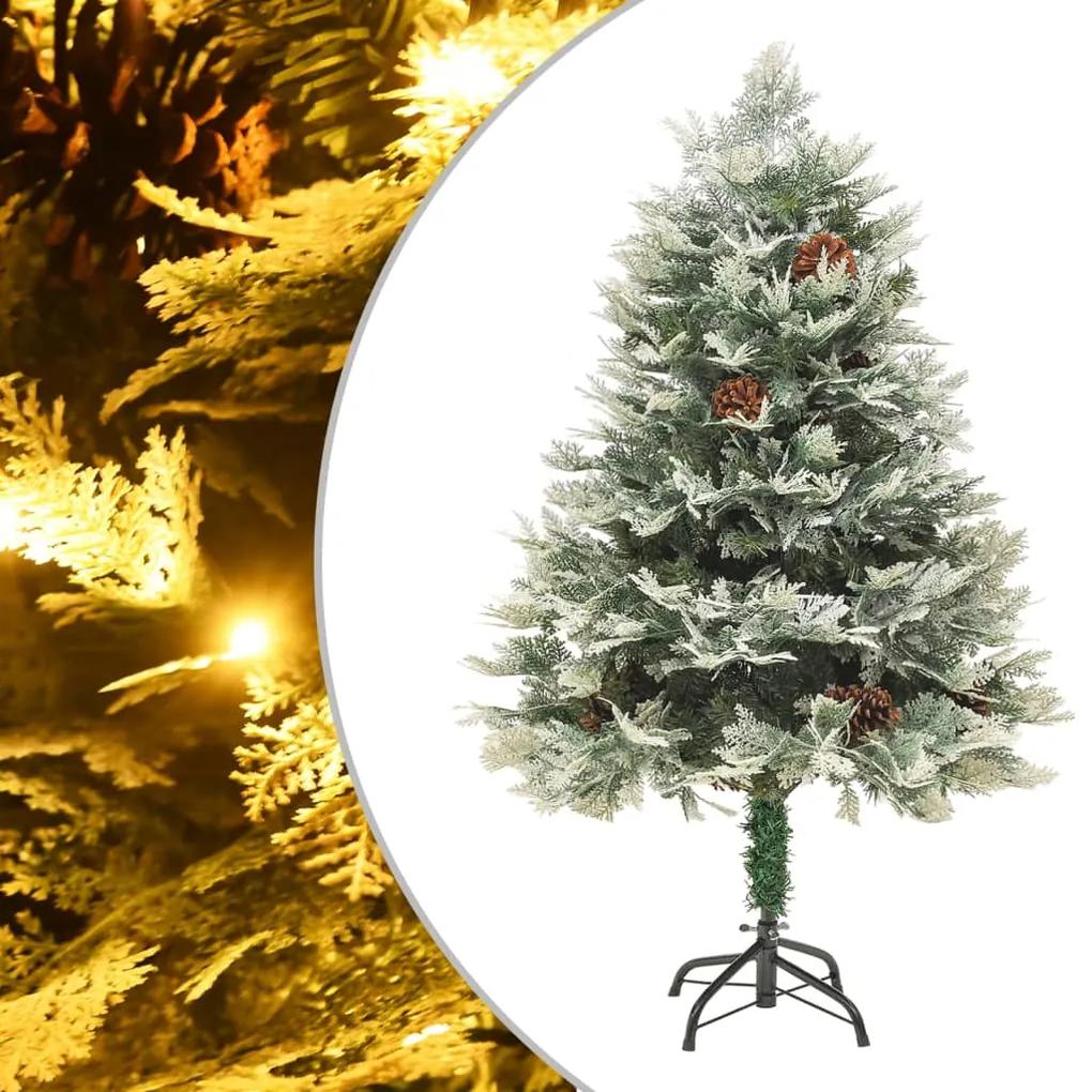Vianočný stromček LED a borovicové šišky zelený 120 cm PVC a PE 344295