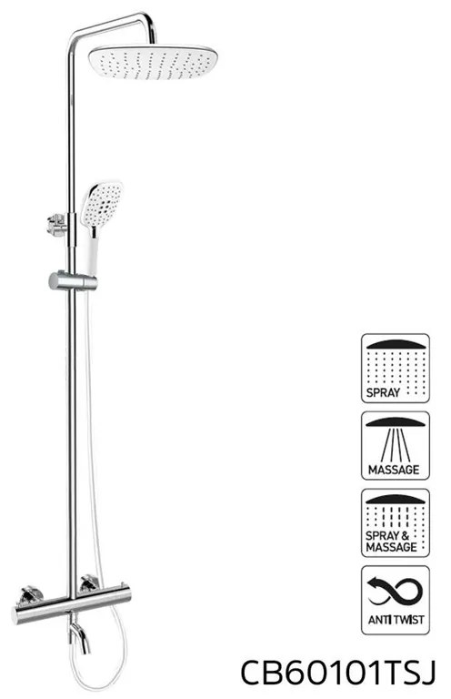 Mereo, Termostatická nástenná vaňová batéria so sprchovou súpravou bez prísl. (tanier, sprcha, hadica), MER-CB60101TSJ