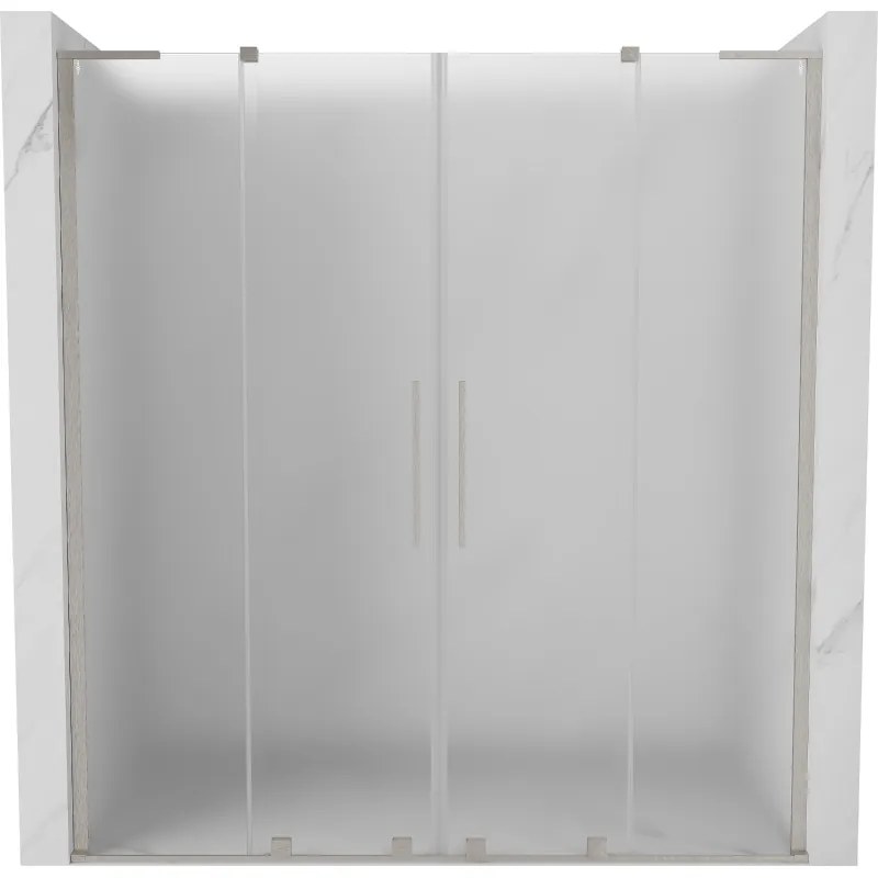 Mexen Velar L Duo, posuvné sprchové dvere do otvoru 180 cm, 8mm sklo námraza, brúsená oceľ, 871-180-003-32-97