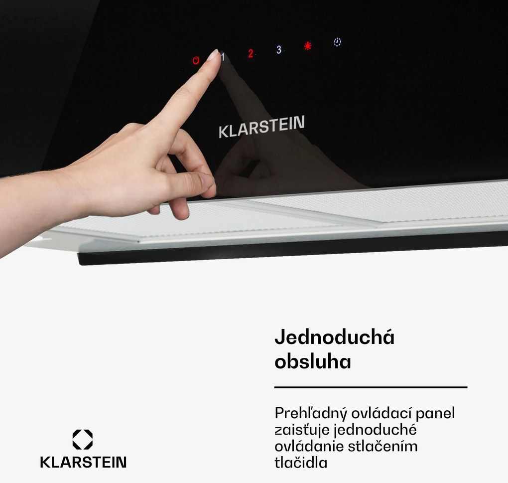 Klarstein Kronleuchter XL, digestor, 90 cm, ostrovčekový, 590 m³/h, dotykové ovládanie, LED, čierny