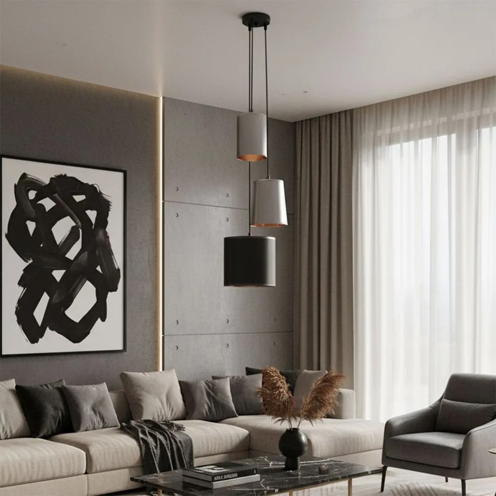 Toolight - Industriálne závesné svietidlo 3xE27 60W APP971-3cp, Biela-šedá-čierna, OSW-03212