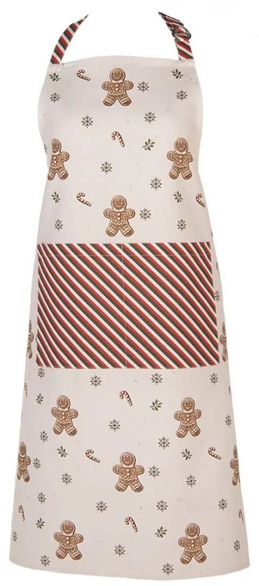 Béžová bavlnená zástera s perníčkami Gingerbread Magic - 70*85 cm