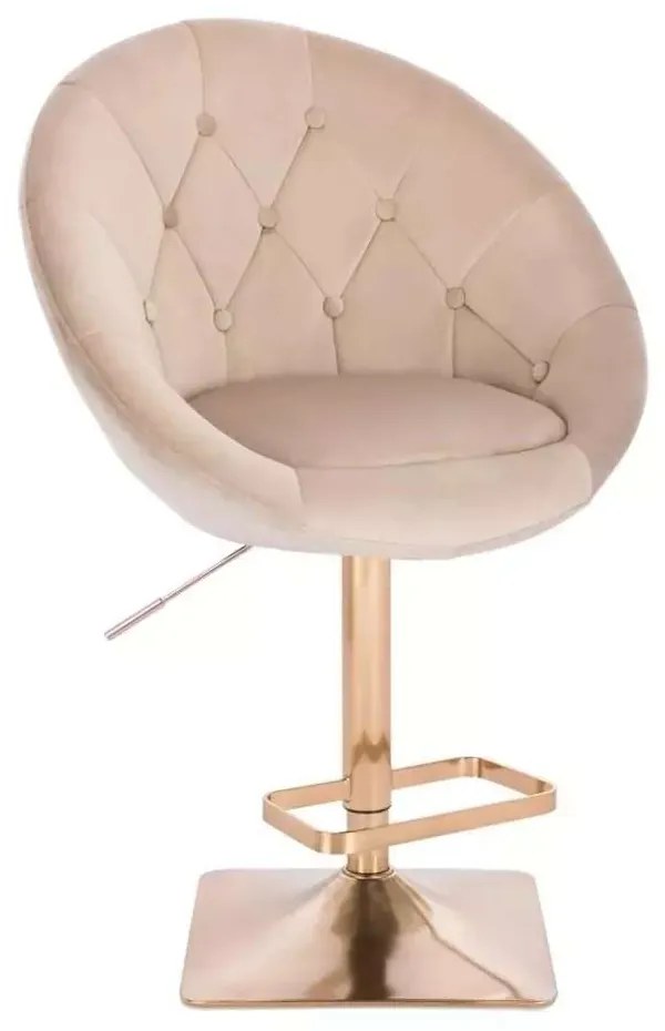 LuxuryForm DESIGN Barová stolička VERA VELUR na zlatej hranatej podstave - latte