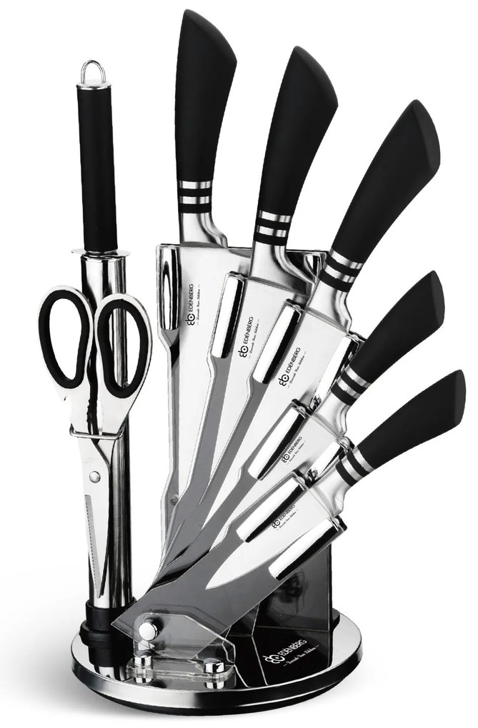 WELLHOX Elegantná 8 dielna sada nožov v otočnom stojane