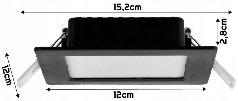 BERGE Štvorcový zapustený LED panel 6W - 660lm - 4000K - čierny