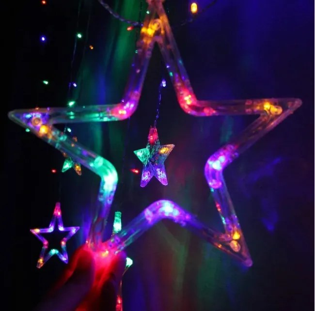 LED záves CD002-138 farebné hviezdy, s diaľkovým ovládaním