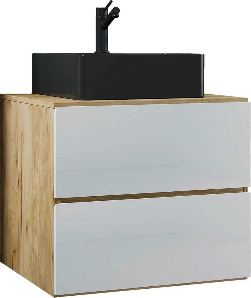XXXLutz SKRINKA S UMÝVADLOM, biela, dub medový, 61 cm MID.YOU - Online Only kúpeľne - 000657038004
