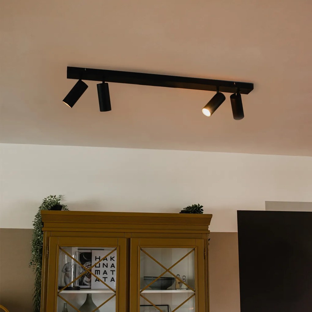 Inteligentný stropný reflektor čierny 4-svetelný nastaviteľný vrátane 4 Wifi GU10 50mm - Renna