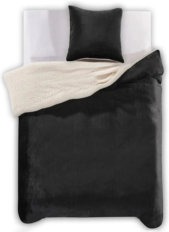 Čierne obliečky z mikrovlákna DecoKing Teddy, 135 × 200 cm