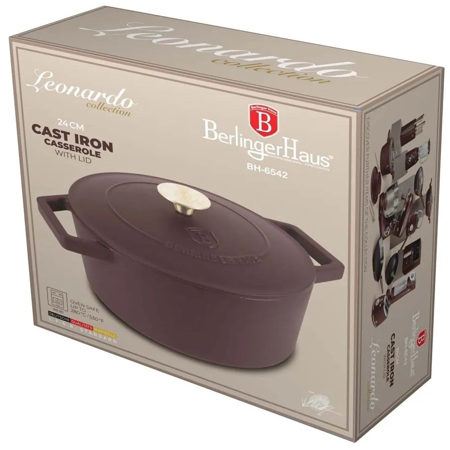 BerlingerHaus Pekáč liatinový s pokrievkou Leonardo 24 cm, 24 cm