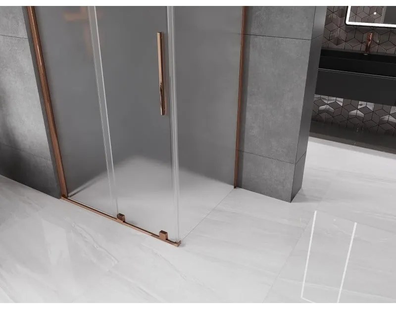 Mexen Velar, sprchový kút s posuvnými dverami 100 x 90 cm, 8mm sklo námraza, ružové zlato, 871-100-090-31-55