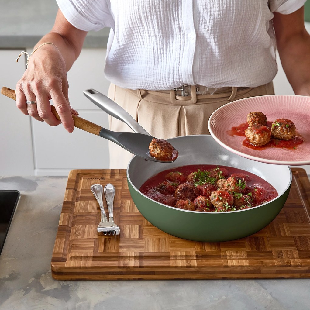 Elmich Nepriľnavá keramická Wok panvica Vital Ø 26 cm - olivovozelená