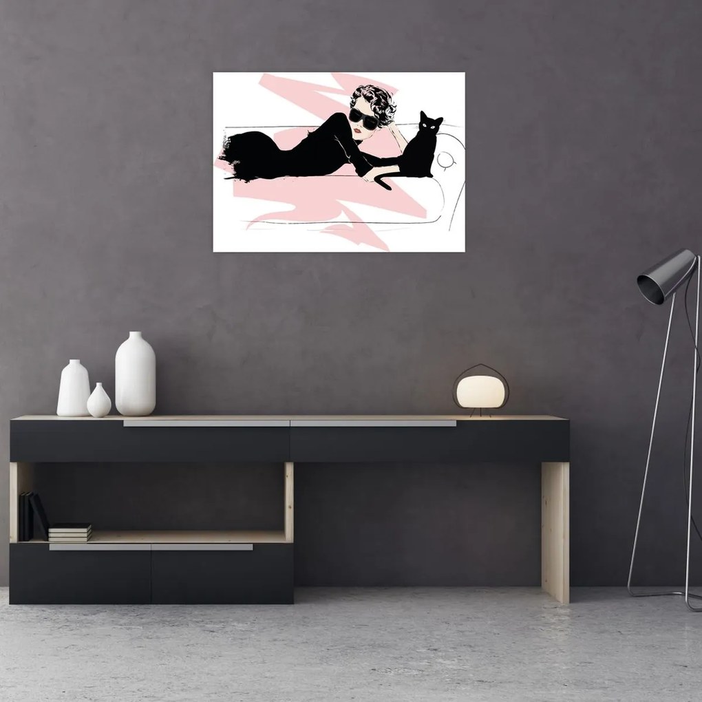 Sklenený obraz - Fashion lady (70x50 cm)