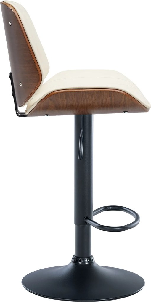 Barová stolička Nova - koženka, čierny rám - Orech / Krémová