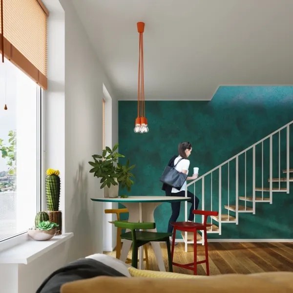 Luster na lanku DIEGO 3xE27/60W/230V oranžová