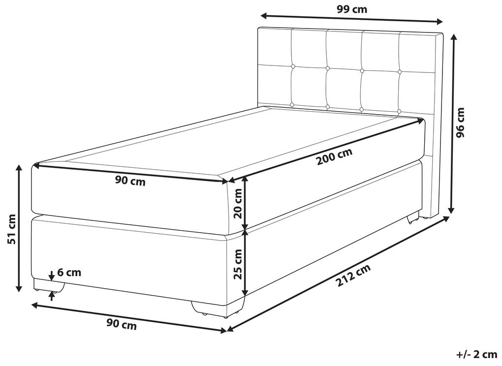 Kontinentálna čalúnená posteľ 90 x 200 cm svetlosivá ADMIRAL Beliani