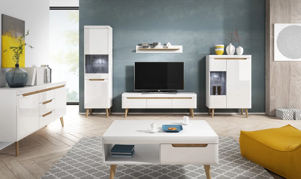 Televízny stolík Nordi 107 cm biely/dub Riviéra