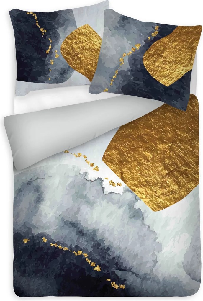 Matex Luxusné bavlnené saténové obliečky 140x200 + 70x90 cm - Prestige "Zlatý mramor"