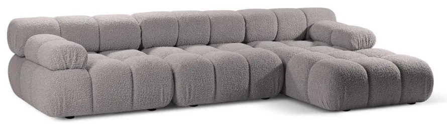 Svetlosivá modulárna rohová pohovka z textílie bouclé (pravý roh) Bellis – Micadoni Home