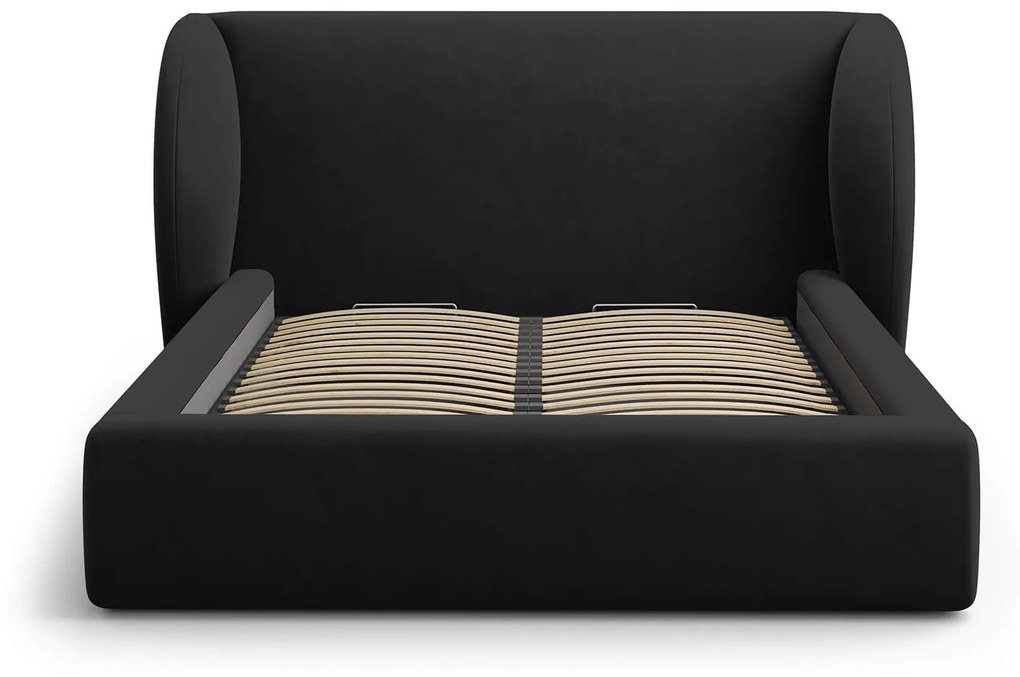 Čalúnená posteľ milany s úložným priestorom 160 x 200 cm zamat čierna MUZZA