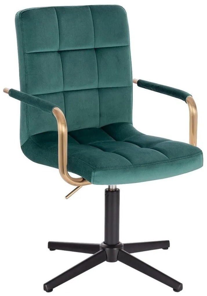 LuxuryForm DESIGN Stolička VERONA GOLD VELUR na čiernom kríži - zelená