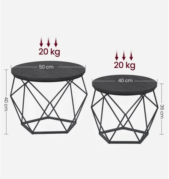 SADA 2x Konferenčný stolík TALIA čierny