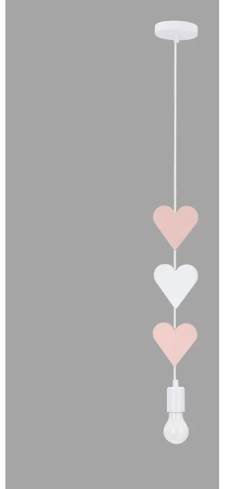 Bielo-ružové detské svietidlo s kovovým tienidlom Hearts - Candellux Lighting