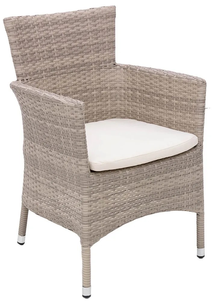 DEOKORK Ratanové kreslo stohovateľné MODENA s poduškou (sivo-béžová)