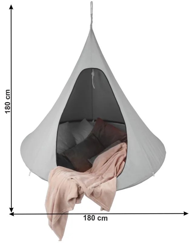 Kondela Závesné hojdacie kreslo, svetlosivá, KLORIN NEW BIG SIZE CACOON HAMMOCK