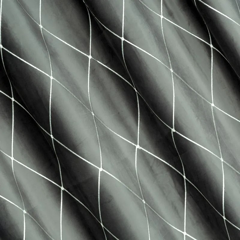 EUROFIRANY Zamatová záves zdobená výšivkou 140 cm x 250 cm svetlosivá 100 % polyester