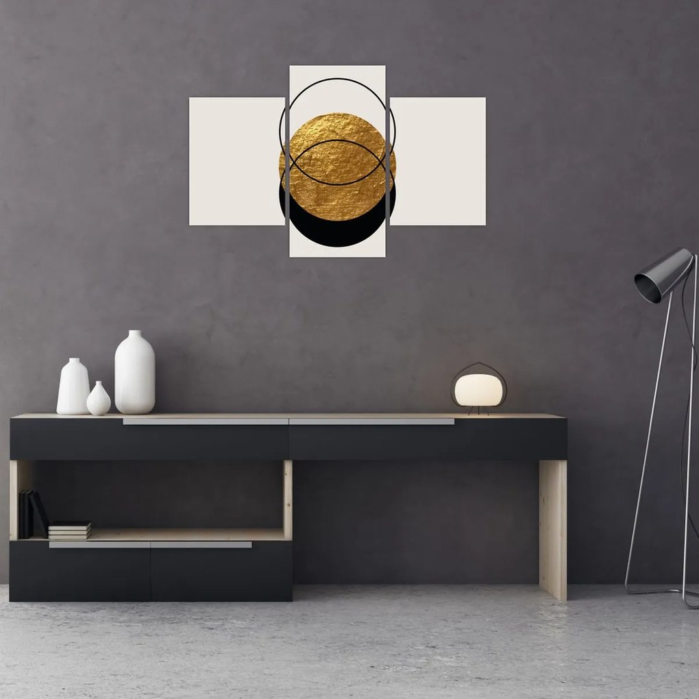 Obraz - Abstrakcia zlatá a biela N⁰2 (90x60 cm)