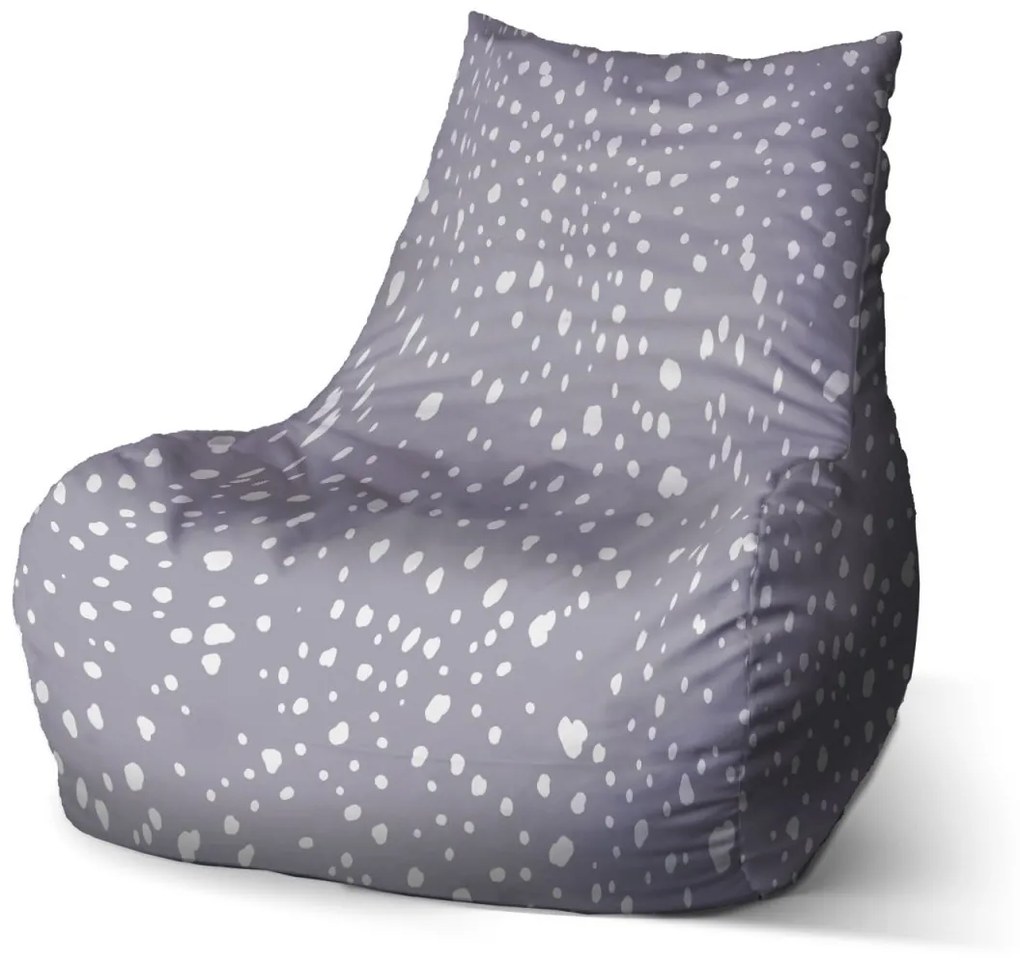 Sablio Sedací vak Bean Biele fliačiky na fialovej - 100 x 90 x 45 cm
