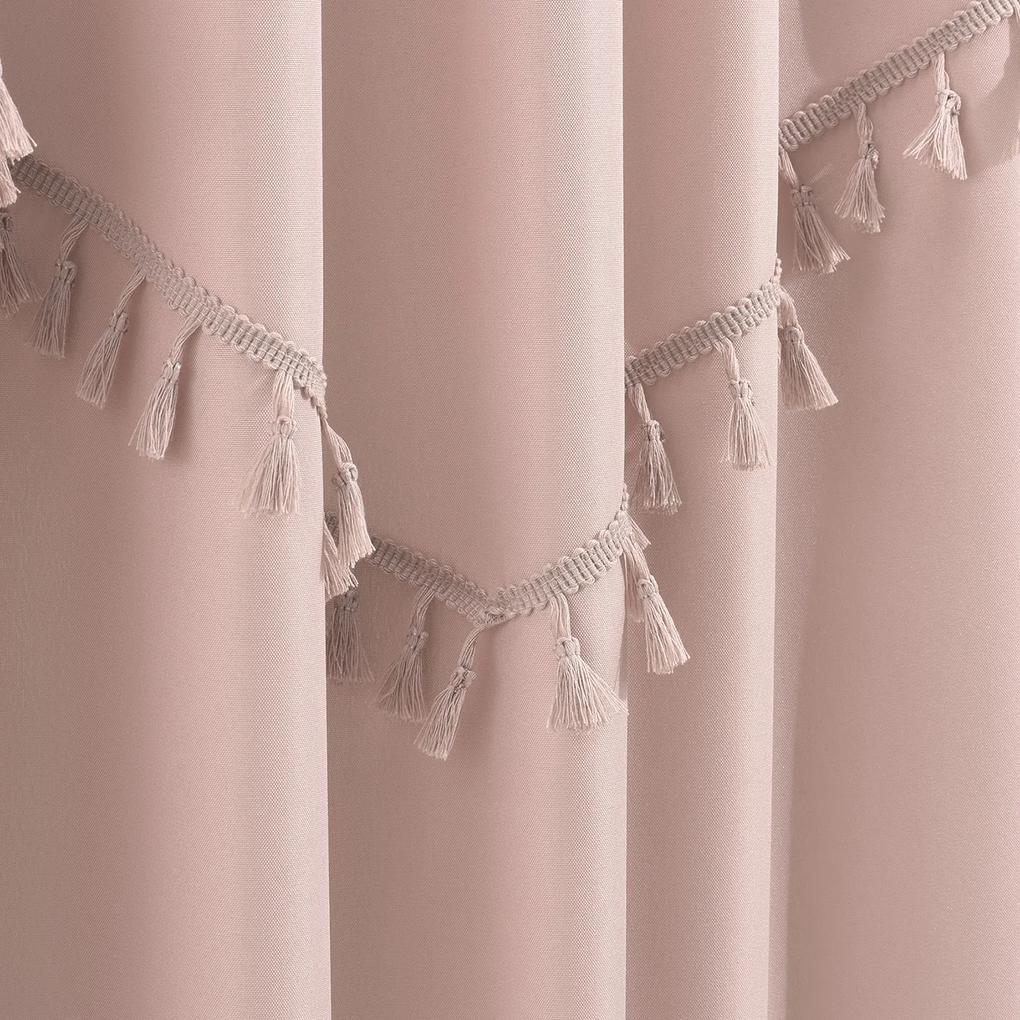 Room99 Hotový záves na páske so strapcami Chloe Jednofarebný Farba: Krémová, Veľkosť: 140 x 280 cm