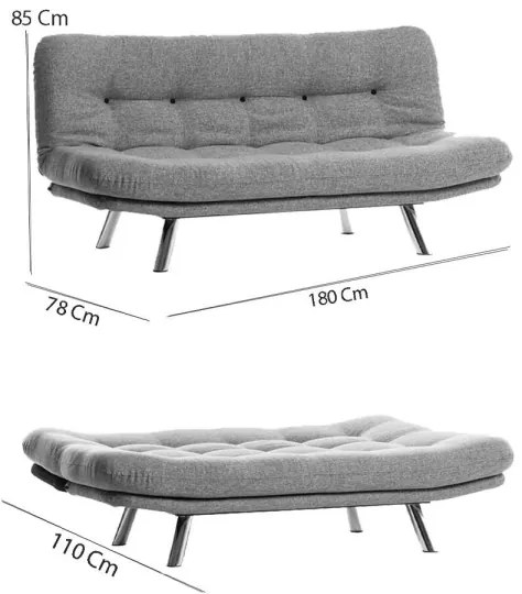 Dvojmiestná rozkladacia pohovka BINA svetlosivá