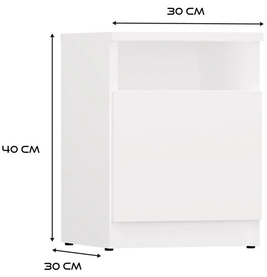Noční stolek Galax 1D 30 cm bílý