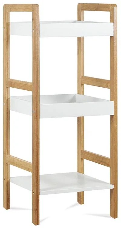 Regál DR-013-3, 3 police, masív bambus, prírodný odtieň, MDF, biely matný lak